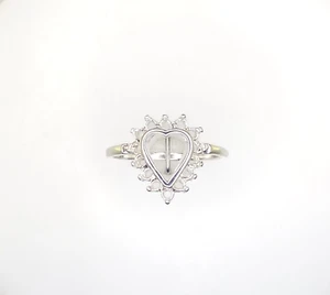 2 mm Round Heart Cluster Sterling Silver Ring Setting - Picture 1 of 3