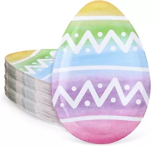 40Pcs Easter Paper Plates Easter Egg Shaped Disposable Plates Watercolor Easter - Picture 1 of 7