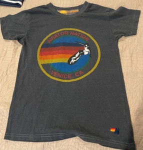 Aviator Nation T-Shirt Youth Size 12 Gray Short Sleeve Crew Neck Cotton - Picture 1 of 4