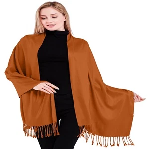 CJ Apparel Burnt Orange Solid Colour Shawl Seconds Scarf Wrap Throw Pashmina NEW - Picture 1 of 12