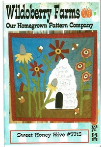 Sweet Honey Hive, applique stitchery pattern, Deborah Lee of Wildoberry Farms - Picture 1 of 1
