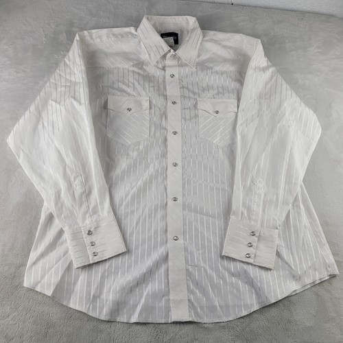 OFF WHITE Camicia abito da cowboy Wrangler Off a righe bianche a maniche lunghe a scatto manica lunga da uomo XXL 2X