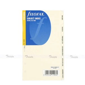 1PC Filofax Book Personal Organiser Subject Index Cream 6 Tabs NotePaper 131678 - Picture 1 of 5