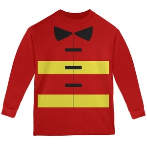 Halloween Fireman Costume Red Youth Long Sleeve T-Shirt - Picture 1 of 1