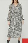 Womens  Button Down Ruched Waist Midi Dress - Mono Print Size Uk 12 Rrp: £40