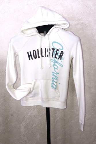 OFF WHITE HOLLISTER Pullover Coulisse Cravatta Crema Felpa con Cappuccio Donna Taglia S