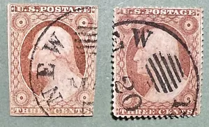 #11A & #26 With Two Different Scarce Types N.Y. Ocean Mail postmark, 1851-1860 - Picture 1 of 3
