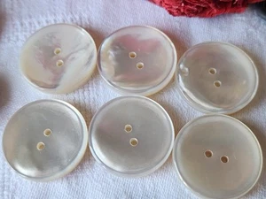 Lot Of 6 Large Antique Buttons In Milk Pearl 2.8 Cm Ref 5389 - Picture 1 of 2