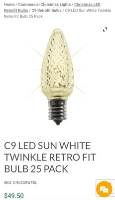 C9 LED SUN WHITE TWINKLE RETRO FIT BULB There are 195 new light bulbs. - Image 1 of 4