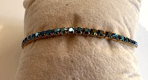Swarovski Blue Crystal Gold Tone Stretch bracelet - Picture 1 of 5