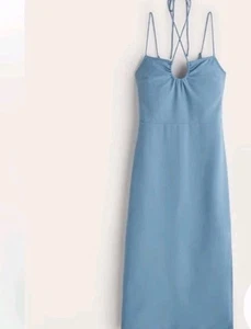 Abercrombie And Fitch Keyhole Halter Strapy Midi Dress Blue Size M Fairy Y2K - Picture 1 of 10