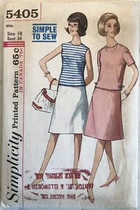 Simplicity Cut Pattern 5405, 2-piece Dress, Size 14, Vintage 1964 - Picture 1 of 2