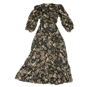 Elan Floral Wrap Long Sleeve Romantic V-Neck Maxi Dress Size M - Picture 1 of 5