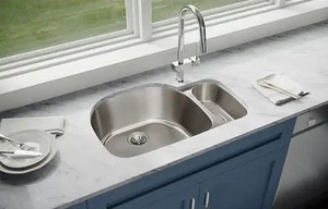 Elkay ELUH272010R Lustertone Classic Offset 70/30 Double Bowl Stainless Steel A3 - Picture 1 of 4