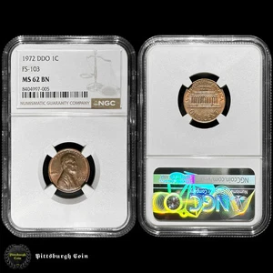 1972 1C Lincoln Memorial Cent DDO FS-103 Variety NGC MS62 BN - Picture 1 of 3