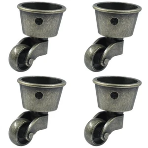 4 Pack Antique Swivel Cups Furniture Casters Wheels Alloy Round Caster for Ca... - Picture 1 of 5