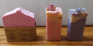 Nadias Naturals Handmade Soap 3pc Watermelon Purple Pink Fragrance New - Picture 1 of 3
