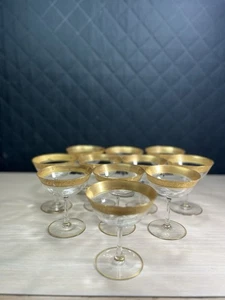 11 Vintage Tiffin Franciscan Rambler Champagne Sherbet Gold Floral Rim 4 1/4” - Picture 1 of 6