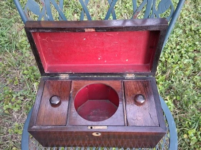 19th Century Mahogany Wood Tea Caddy - 1820's Rare item - Image 1 of 4