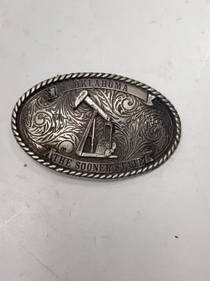 Oklahoma The Sooner State Belt Buckle - Great American Buckle Co #176 - Image 1 of 4