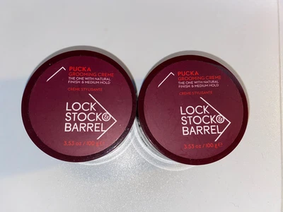 2 x Lock Stock & Barrel pucka grooming hair creme natural finish med hold 100g