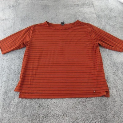 Camisa Mountain Hardwear Feminina XL Laranja Listrada Manga 3/4 Casual Elástica Top - Imagem 1 de 4