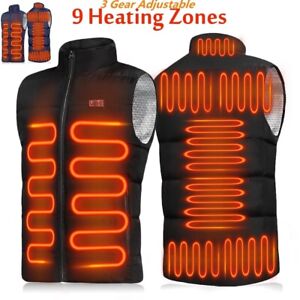 Men's Heated Vest USB Electric Winter Body Warmer Jacket Windproof Coats Top UK