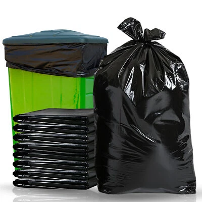 Bag Bin Liners 90L Black Standard Size Refuse Sacks Bags Rubbish Bags 60X90CM - Image 1 of 4