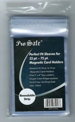 100 Pro Safe Clear Perfect Fit Sleeves for 35pt -75pt Magnectic Card Holders