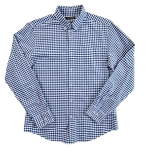 Camisa Banana Republic Grant Fit Para Hombre M Azul Cuadros Elastizada Oxford Abotonada Usada en Excelente Condición - Imagen 1 de 16