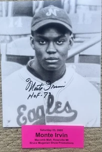 Monte Irvin Autographed Negro Leagues Newark 8x10 Rare from 1939 Tic COA - Picture 1 of 1