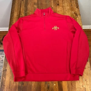 Iowa State Cyclones Sweater Mens Large Red Cutter & Buck Pullover 1/4 Zip Golf - Picture 1 of 14