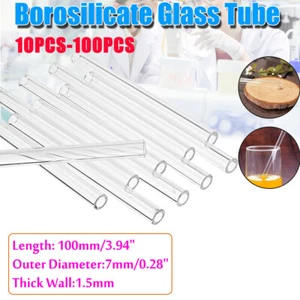 Borosilicate Glass Blowing Tubing 100mm Tubes 7mm OD 1.5mm Thick Wall Pyrex - Picture 1 of 9