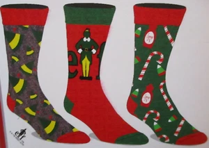 Calcetines Elf Crew Para Hombre 3 Pares Zapatos Talla 8 a 12 Rojo Verde Navidad Amigo Caramelo - Imagen 1 de 8