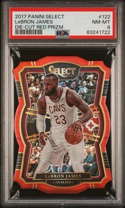 2017-18 Panini Select Lebron James Red Prizm 97/135 Die-Cut #122 PSA 8 NM-MT