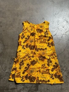 1960s Vintage ROYAL HAWAIIAN Floral Sleeveless Dress Yellow Gold - Picture 1 of 11
