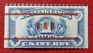 VINTAGE 1940 PLAYING CARD STAMP WITH "B & B" PRECANCEL, BLUE UNWATERMARKED - Picture 1 of 5