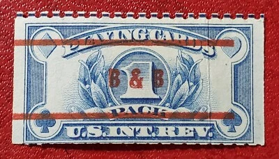 VINTAGE 1940 PLAYING CARD STAMP WITH "B & B" PRECANCEL, BLUE UNWATERMARKED - Image 1 of 4