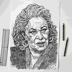 TONI MORRISON dibujo a lápiz original, poesía, libros, literatura, obras de arte - Imagen 1 de 8