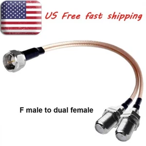 Cable coaxial tipo F divisor a F doble hembra 3 vías RG316 15 cm EE. UU. - Imagen 1 de 9