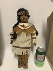Porcelain Spiritual Indian Doll W/Papoose  /OutFit On Stand