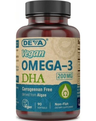 Deva Vegan Omega-3 DHA, de algas, 90 cápsulas blandas no animales (sin carragenina) Foto 1 de 3