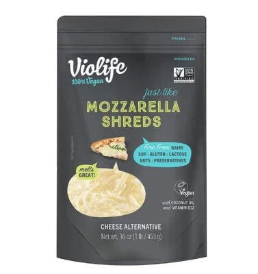 Queso rallado Violife Just Like Mozzarella Shreds, vegano sin lácteos, 16 oz. Foto 1 de 2