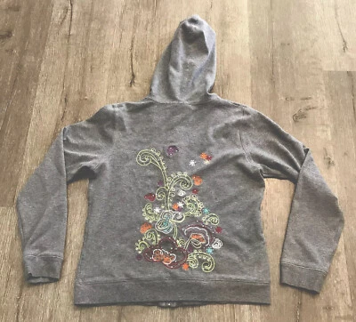 Romeo & Juliet Jr. Girls Size L Gray Embroidered Full Zip Hoodie Discount Ship - Image 1 of 4