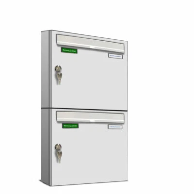 BASIC 2er Briefkasten RAL 9016 Verkehrsweiss / Posthaltebügel / 2 Namensschilder - Bild 1 von 4