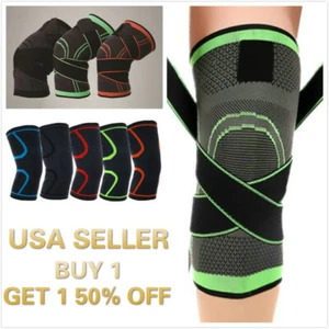 Knee Sleeve Compression Brace Support For Sport Joint Pain Arthritis Relief - Picture 1 of 18