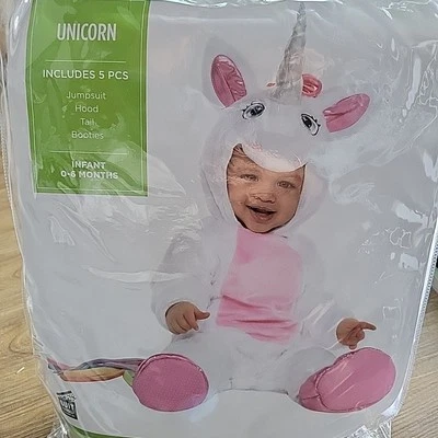 New Infant Size 0-6 Month Cute Baby Rainbow Unicorn Halloween Costume Set - Image 1 of 4