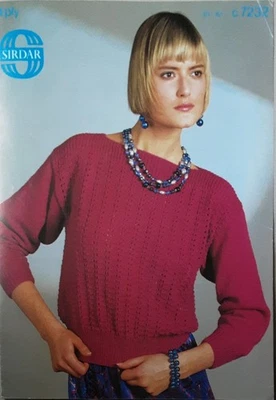 Original Sirdar 4ply Ladies Sweater 30"-40" Knitting Pattern 7232 - Image 1 of 2