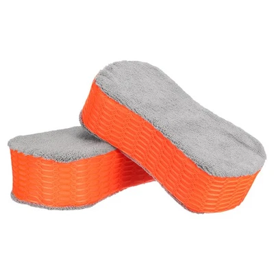 Esponja de microfibra para lavado de autos de 8,7 x 4,3" aplicador de espuma sin arañazos naranja 2 un. Foto 1 de 4