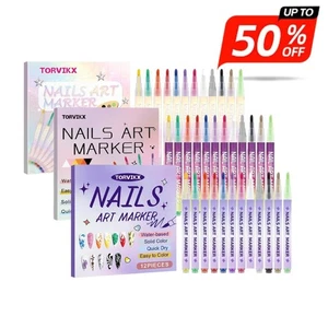 12 Colors Nail Art Pen Mar ker Set Extra Fine Tip Graffiti Drawing Embellishing - Picture 1 of 15